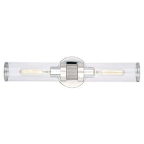 Bathroom Vanity Light Fixture Mid Century Modern Industrial Wall Sconce Polished Nickel Clear Glass 2 Light