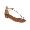 thumbnail image 1 of Qupid AG49-Ledge-12 Women Leatherette Metallic T-Strap Toe Ring Flat Sandal, 1 of 5