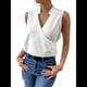 thumbnail image 2 of Camisetas Sin Mangas Plisadas para Mujer, Blusas Casuales Sin Mangas con Cuello en V, Camiseta Básica de Verano M, 2 of 9
