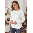 thumbnail image 4 of Beige Plain Crew Neck Pullover Sweatshirt, 4 of 8