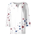 thumbnail image 4 of Womens Plus Size 3/4 Sleeve T Shirts Stars and Stripes 250th Anniversary USA Print Split Neck Oversized Tunic Summer Casual Soft Tee Tops White L, 4 of 5