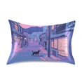 thumbnail image 7 of Yayeee Pillowcase Standard Size Set of 2 Satin Wrinkle Resistant Pillow Case, Cat Walking in Street, 7 of 7