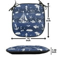 thumbnail image 3 of Navy Blue Chair Seating Cushion, Sailboat Vertical Stripe Pattern Anchor Fishes Gulls Paint Effect Nautical Theme, Soft Seat Pads for Office with Anti-slip Backing, 16"x16", Blue White, by Ambesonne, 3 of 5