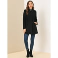 thumbnail image 2 of Abrigo De Invierno Elegante PaMujer Abrigo Largo De Un Solo Pecho Con Cuello Alto En Mitad Del Muslo Negro 3XL, 2 of 6