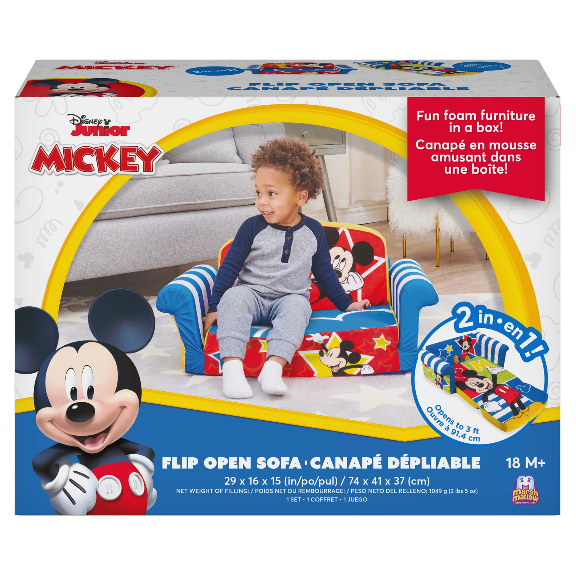 Marshmallow Furniture Kids 2-in-1 Flip Open Foam Sofa Bed, Paw Patrol