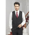 HISDERN Men's Suit Vest Black Business Formal Dress Waistcoat Vest with