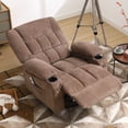 thumbnail image 4 of JMYMRY Recliner Chair, Swivel Rocker Recliner for Adults, Recliner Chair with Heat and Massage, Manual Recliner with Cup Holders for Living Room, Brown, 4 of 12