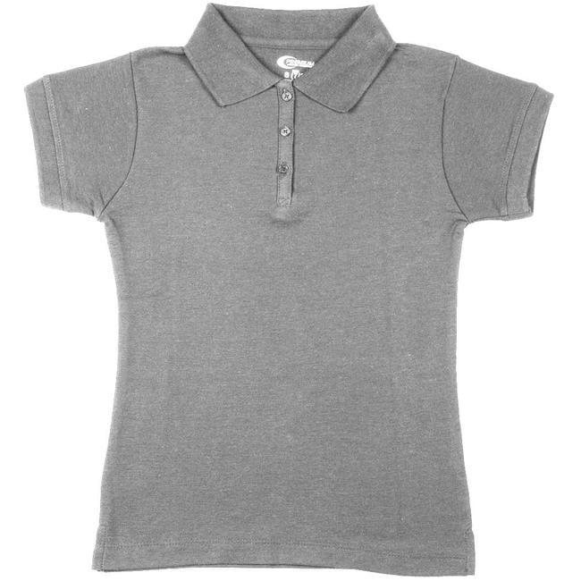 Premium Gray Girls' Polo Shirts Size 10/12 (M) Case of 6 Walmart