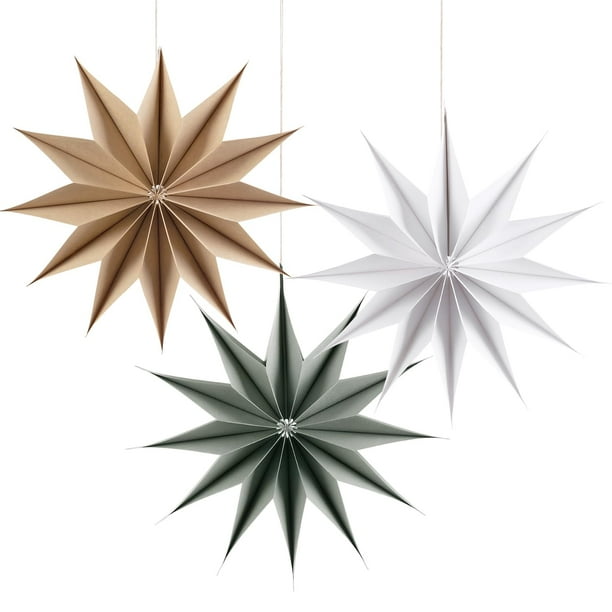 Adorno Colgante SUNBEAUTY 3 Pzs. Faroles de Papel en Forma de Estrella de 30 cm