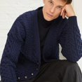 thumbnail image 4 of Mens Irish V Neck Sweater Cardigan Made By Aran Woollen Mills, 4 of 5