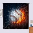 thumbnail image 5 of Baseball Curtains Sports Theme for Men 42W x 63L Inch Rod Pocket Ball in Fire Water Flame Lightening Boys Kids Bedroom Decor Art Printed Living Room Window Drapes Treatment Fabric 2 Panels, 5 of 6