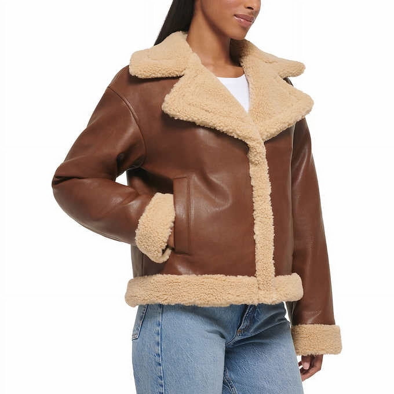 Levi's Ladies' Faux Leather Trucker Jacket | Brown, XL