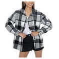 thumbnail image 2 of Women's Gameday Couture  Grey Michigan Wolverines Long Sleeve Brushed Plaid Button-Up Overshirt Jacket, 2 of 4