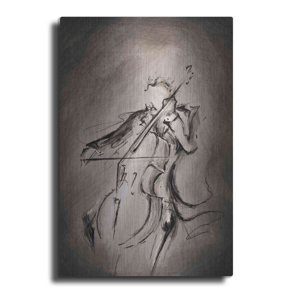 Luxe Metal Art 'The Cellist' by Marc Allante, Metal Wall Art, 12"x16"
