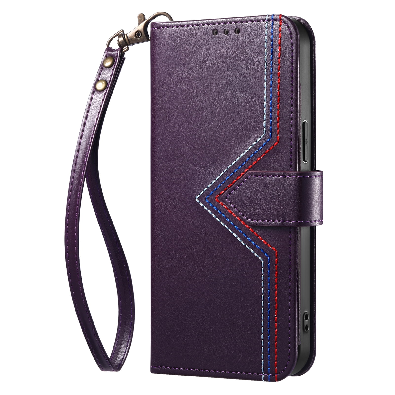 Dteck Flip Wallet Phone Case for iPhone 16e/ iPhone 17e, PU Leather 6-Card Slots Stand Cover with Wrist Strap,Purple