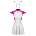 thumbnail image 3 of TiaoBug Womens Space Alien Cosplay Costume Outer Space Cutie Metallic Cap Slevee Dress with Hairhoop Hot Pink XXL, 3 of 7