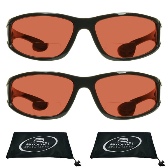 proSPORT BIFOCAL Sunglass Reader HD Amber Blue Blocker Sport Wrap Around Men Women 2 pairs