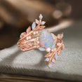 thumbnail image 4 of Pear Shaped Opal Engagement Ring Set in 14K Rose Gold Vermeil – Nature Inspired Diamond Leaf Bridal Wedding Band for Wife, 4 of 4