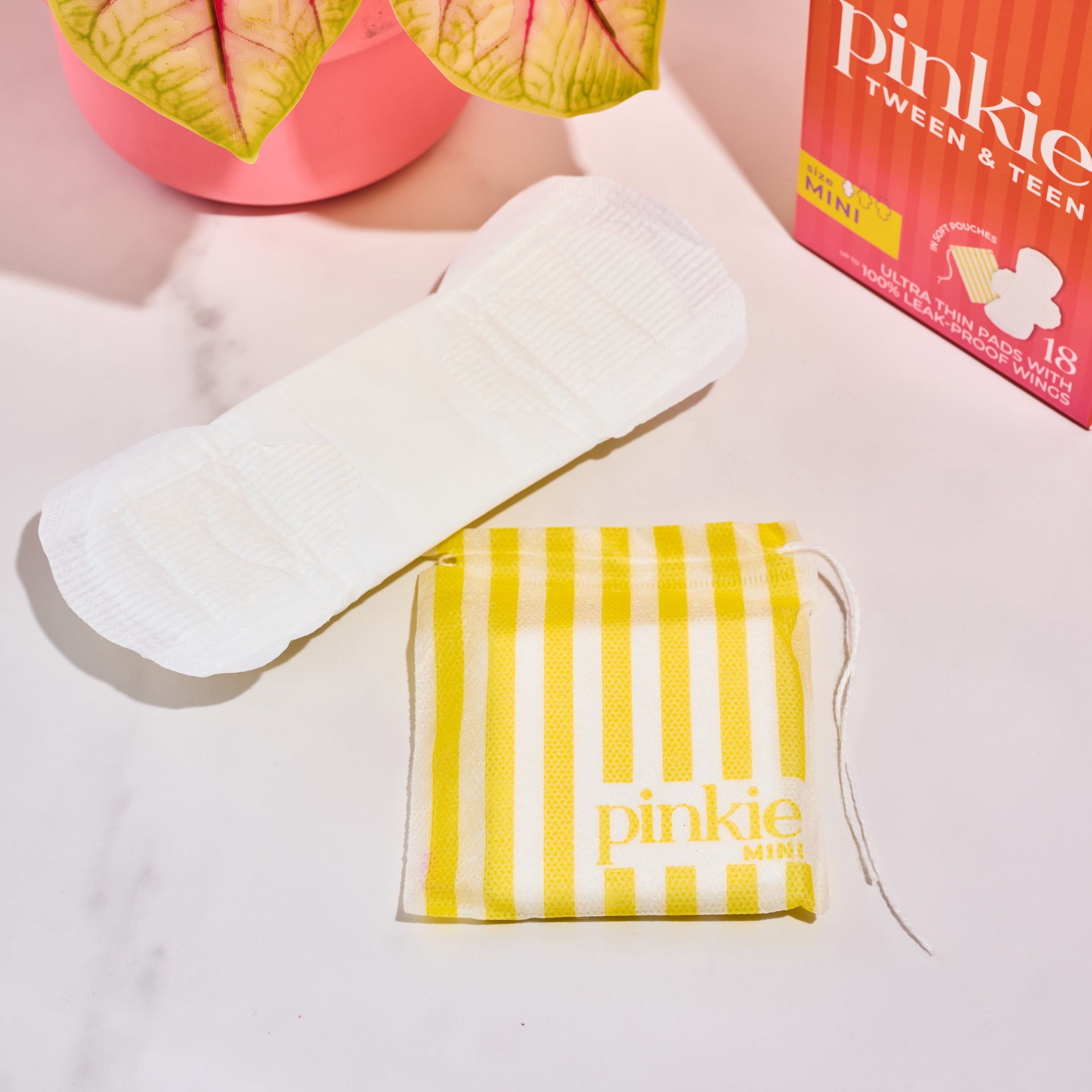 Pinkie Organic Cotton Teen Pads, Mini, 18 Count, Ultra-Thin with Wings