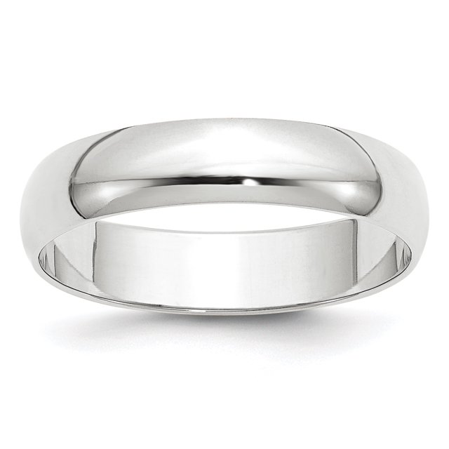 Bague Alliance Demi-Ronde Légère en Or Blanc 14k 5 mm Taille 5 Classique