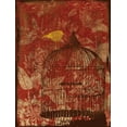 thumbnail image 2 of Grey, Jace 12x14 Gold Ornate Wood Framed with Double Matting Museum Art Print Titled - Birdcage on Red 1, 2 of 4