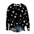 thumbnail image 4 of Black Womens Fall Tops Women's Star Print Hatless Sweatshirt Long Sleeve Fashion Top Sweatshirt Loose Pullover Top Sweaters for Women, 4 of 5