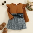 thumbnail image 2 of Elainilye Fashion Baby Girl Clothes Fall Winter Round-Neck Blouses And Skirt With Belt Bag Toddler Baby Suit Three Piece Set,Brown, 2 of 5