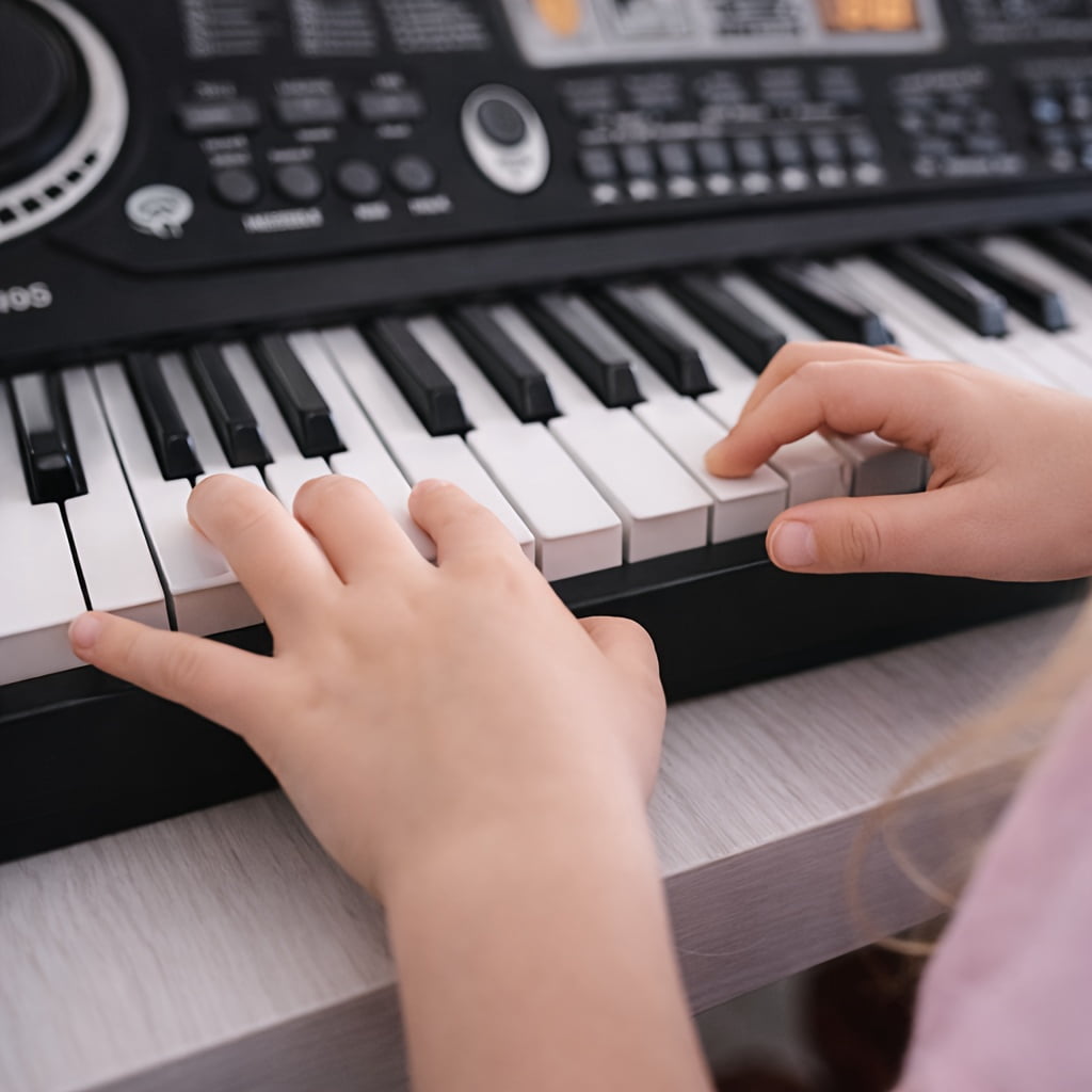 Fanruina 61 Key Keyboard Piano with Mic Music Book USB Plug In for Home Use