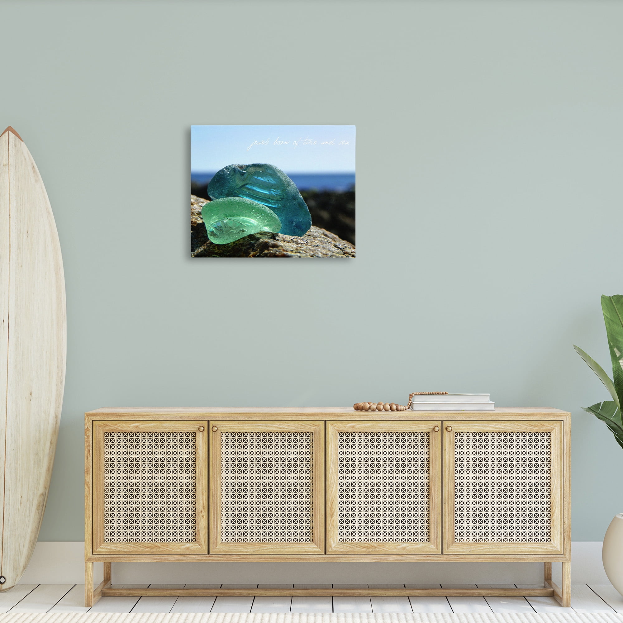 Stupell Industries Sea Glass Photography Phrase Typography Photography Gallery Wrapped Canvas Art Print Wall Art, 30 x 24