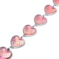 thumbnail image 4 of Pink Glass Stainless Steel Disco Ball Theme Heart Charm Station Bracelet for Women Jewelry for Women Size 7.25" Birthday Christmas Gifts, 4 of 8