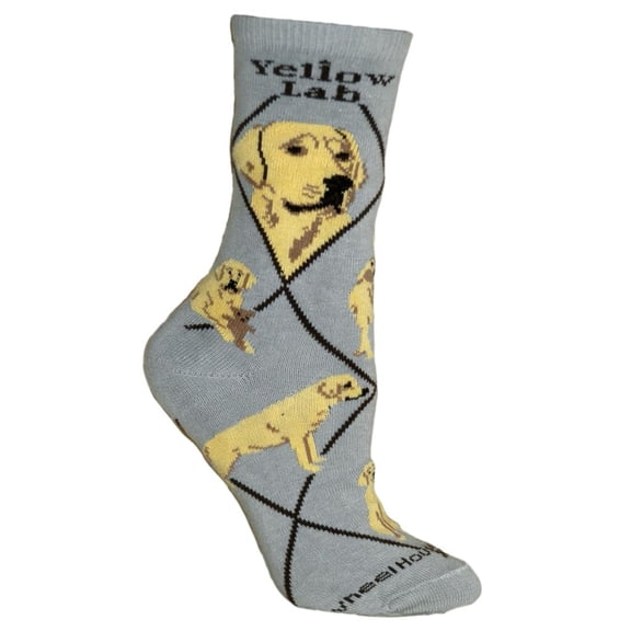 Yellow Lab Dog Gray Cotton Ladies Socks