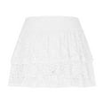 thumbnail image 4 of Ousvtion Clearance Deals Women Tiered Lace Mini Skirt Pleated Trim Short Skirts 2025 Summer Spicy Girl Dress Casual Elastic Waisted Dresses Underskirt Y2k Clearance Deals,White,Small, 4 of 5