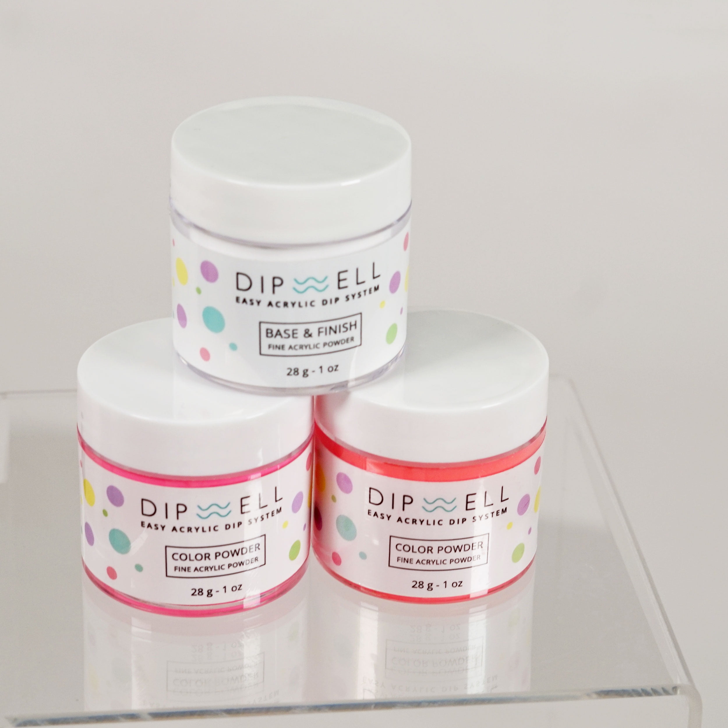 Dip Powder Nail Kit (Neon Color Starter), Acrylic Powder and Gel Resin Kit For Dip, Starter System by DipWell (Comes With Bond, Base, Activator, Sealer, Brush Softener + 3 Powder Jars)