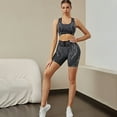 thumbnail image 5 of Women Seamless Yoga Outfits 2 Piece Workout Short Sleeve Crop Top with High Waisted Running Shorts Sets Activewear, 5 of 6