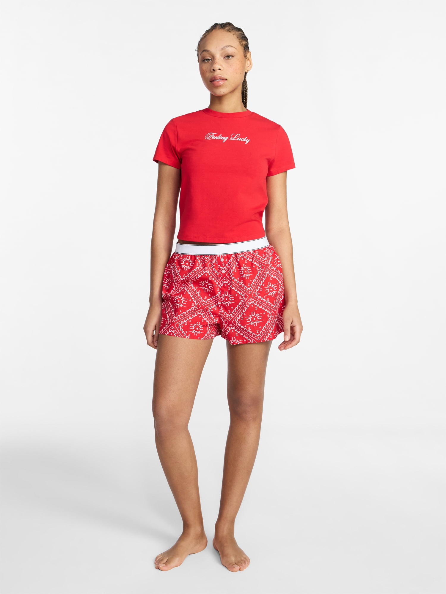 No Boundaries Cotton Boxer Sleep Shorts, 3" Inseam, Women's XS-XXL