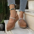 thumbnail image 2 of Womens Wedge Sandals Espadrilles Closed Toe Slingback Elatic Strap Comfortable Casual Platform Lightweight Summer Walking Shoes Brown Size 7.5, 2 of 6