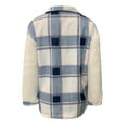 thumbnail image 6 of DDAPJ pyju Women's Fuzzy Sherpa Jacket Fleece Spliced Plaid Shirt Jackets Button Down Shacket Coat with Pockets Blue XL, 6 of 7