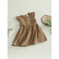 thumbnail image 4 of Arvbitana Toddler Baby Girl Party Princess Dresses Sleeveless Ruffle Neck A-Line Dress Summer Cute Loose Fit Cotton Linen Sundress 6M-4T, 4 of 9