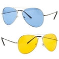 thumbnail image 2 of CLASSIC AVIATOR SUNGLASSES RED YELLOW TINTED LENS SILVER ALL METAL FRAME, 2 of 5