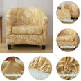 thumbnail image 4 of CJC 2-Piece Club Chair Covers, Stretch Printed Tub Chair Cover Slipcover, Armchair Furniture Protector for Living Room Bar Counter Hotel (Yellow/Leaves), 4 of 9