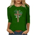 thumbnail image 1 of Chemisier pour Femmes T-shirt Imprimé pour Femmes Blouse à Manches 3/4 Col Rond Hauts Décontractés, 1 of 1