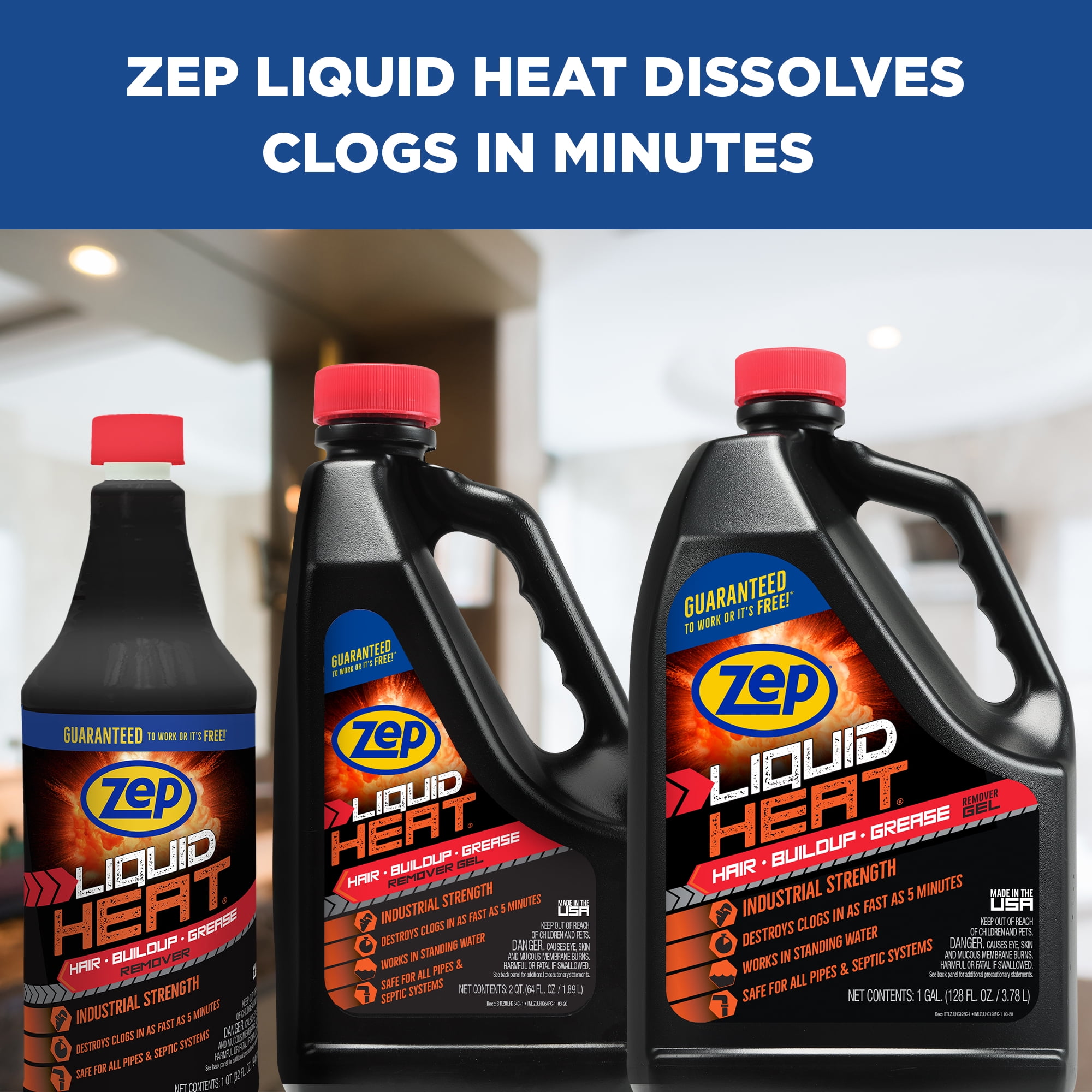 Zep Professional Strength Liquid Heat Drain Unclogger - 1
