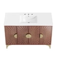 thumbnail image 3 of Bowery Hill 48" Solid Mango Wood Bathroom Vanity in White/Walnut, 3 of 7