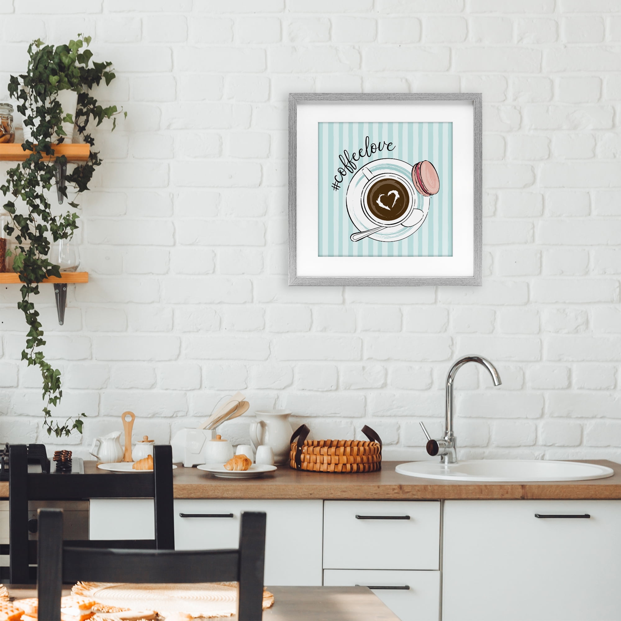 Stupell Industries Coffee Love Hashtag Gray Framed Print Under Glass, design by Martina Pavlova