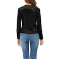 thumbnail image 3 of INSPIRE CHIC Women's Velvet Tops Round Neck Long Sleeve Casual T-Shirt XS Black, 3 of 7