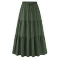 thumbnail image 4 of cocolona Skirts for Women Casual Summer Elastic Waist Drawstring Flowy Long Skirts Fashion Solid Color Beach Vacation A Line Maxi Skirts Army Green XL, 4 of 5