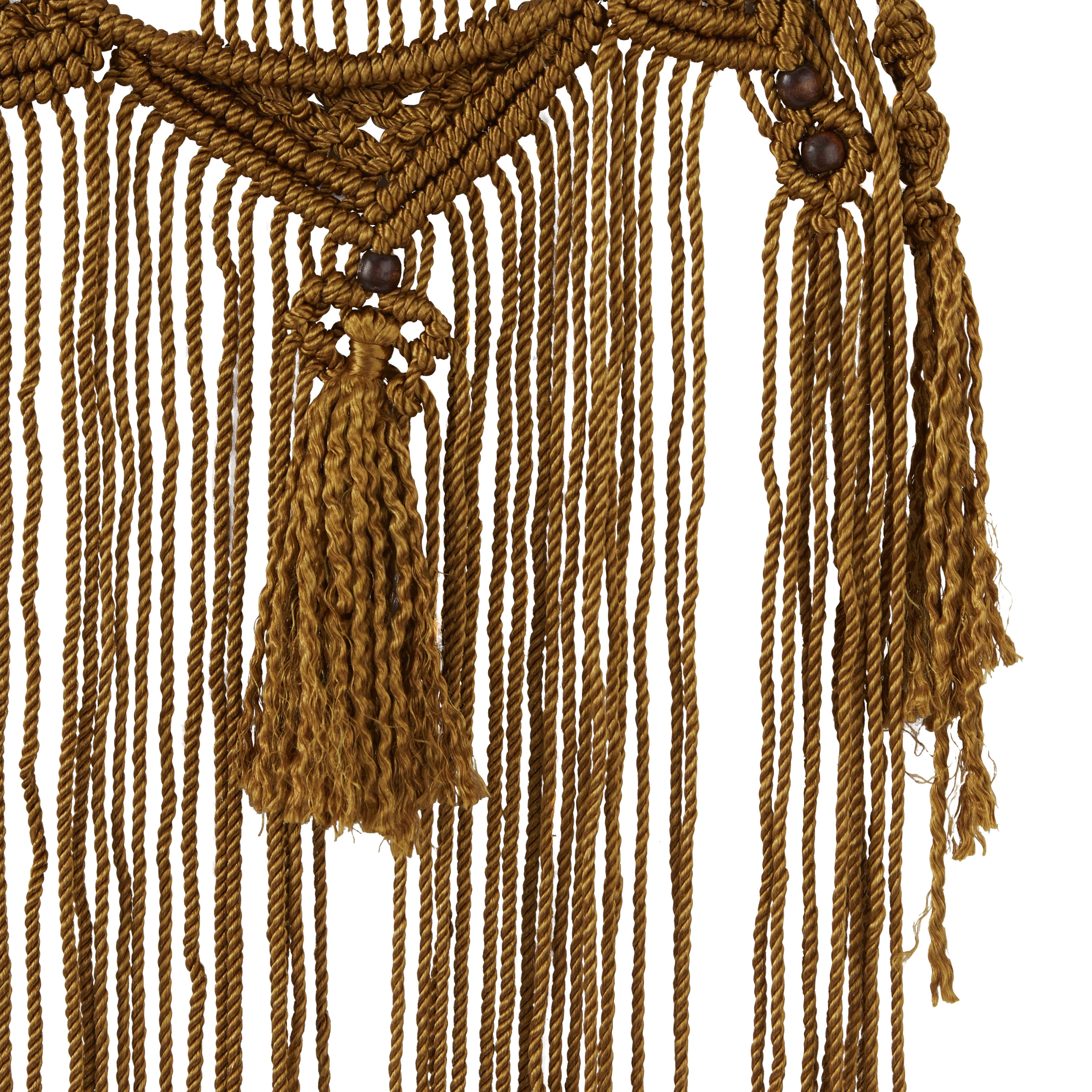 DecMode Brown Fabric Intricately Weaved Macrame Wall Decor with Beaded Fringe Tassels