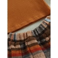 thumbnail image 6 of 3PCS Toddler Girl Skirt Sets Turtleneck Long Sleeve Knit Sweater A Line Mini Flannel Plaid Skirt Fall Winter Outfits (Brown, 12-18 Months), 6 of 7