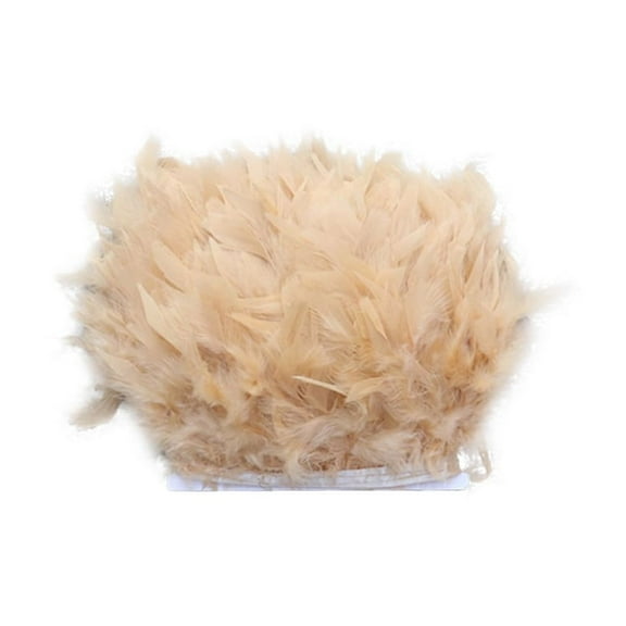 Natural Turkey Feather Trims – 2 Meters Fluffy Fringe for Costumes, Crafts, Party & Wedding Decorations, Khaki