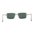 thumbnail image 2 of Womens Slick Minimal Luxury Rimless Rectangle Retro 90s Sunglasses Gold Green, 2 of 4
